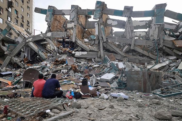 Разрушена сграда в Газа. СНИМКА: РАДИО КИТАЙ
