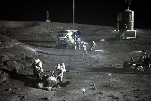 Художествено изображение на бъдещата човешка дейност на Луната
ИЛЮСТРАЦИЯ: НАСА