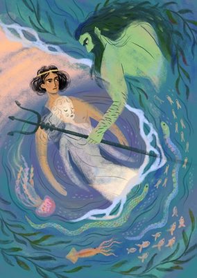 Илюстрация на една от приказките в книгата - за транссексуалното гръцко момче Каенис, базирана на “Метаморфози” на Овидий.