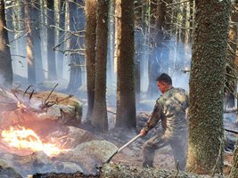 Пореден ден военнослужещи помагат в овладяването на пожара в Рила Снимка: Пресцентър на министерството на отбраната