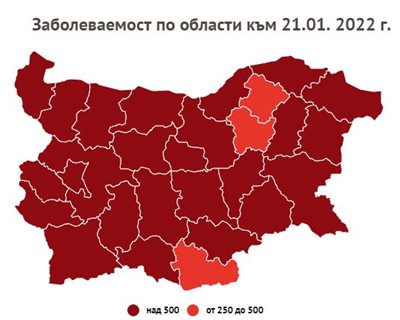 България в червено: 53 900 нови болни за седмица, но с 99 по-малко в болница и минус 49 тежки (Обзор)