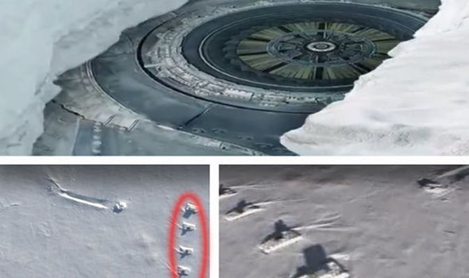 Снимки, за които се твърди, че показват извънземна база и следи на Антарктида.