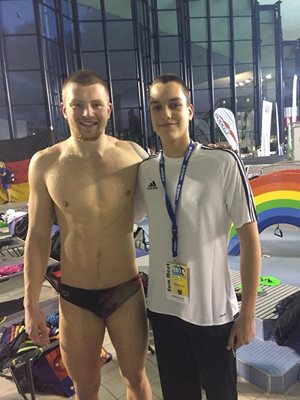 Калоян Левтеров с олимпийския шампион Адам Пийти. Снимки: Ивелин Солаков и личен архив