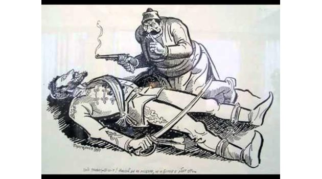 През 1947 г. Бешков рисува Бай Ганьо, убиващ Алеко Константинов.