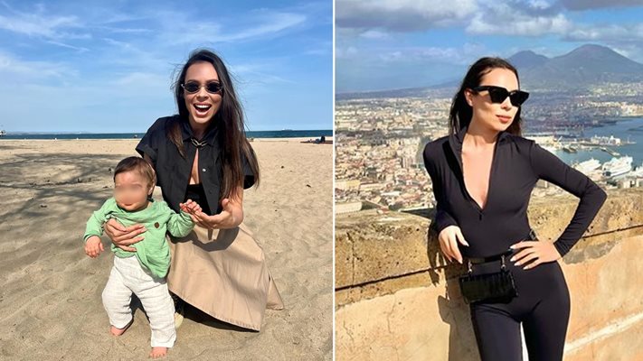 Маги Джанаварова води бебето на плаж
