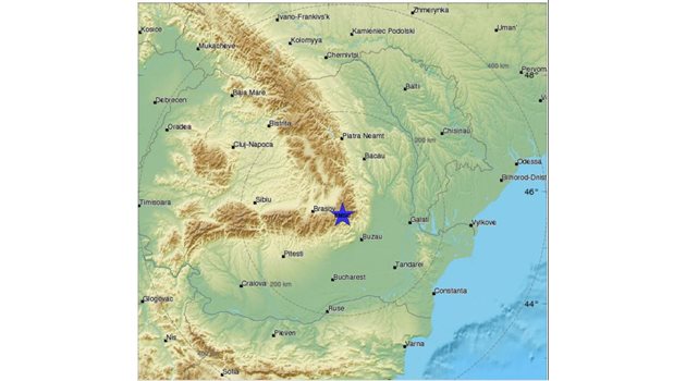 Епицентърът на земетресението Карта: Средиземноморски сеизмологичен център