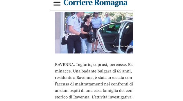 СНИМКА Факсимиле от "Кориере Романя" - Арестуването на българката в Равена