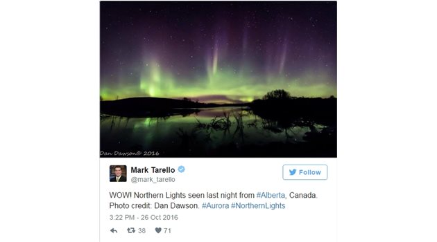 Северното сияние над Канада Снимка: Туитър