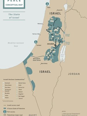 Картата на Палестина според плана на Тръмп