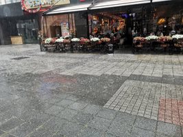 Пороен дъжд с гръмотевици изпразни улиците на Пловдив (Снимки)