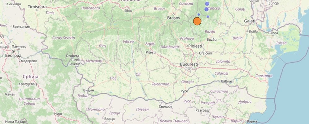 Земетресението е с магнитуд 5,6 и с дълбочина 100 км
Снимка: Национален институт по геофизика, геодезия и география