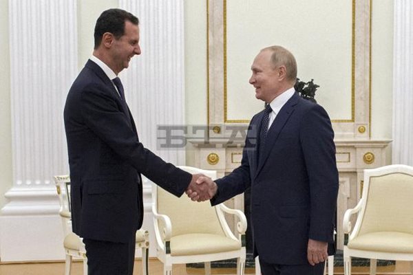 Руският президент Владимир Путин и президента на Сирия Башар Асад. Снимка: БТА/АРХИВ