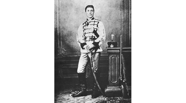 Левски в униформа на Първата българска легия, 1868 г.
