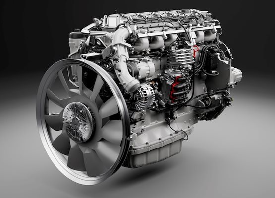 12,7-литровият шестцилиндров дизелов двигател, който ще използва биогаз. Снимка: Scania