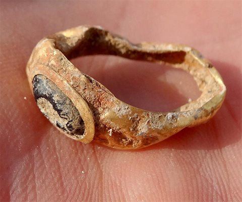Златен пръстен с гема е от най-уникалните находки, излезли от гроба в Памук могила край Брестовица.