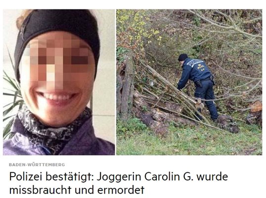 Полицията търси възможна връзка на афганистанеца с друг случай на изнасилване и убийство от началото на ноември  Факсимиле : stern.de