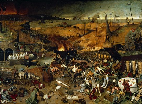 Върлуване на чумата, изобразено от Питър Брьогел в "Триумфът на смъртта".
ИЛЮСТРАЦИИ: АРХИВ "24 ЧАСА"