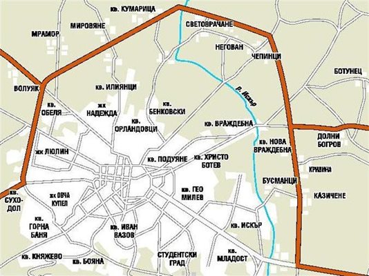 Така ще изглежда новото скоростно трасе на София. Участъкът му между Требич и Казичене е известен като северна тангента.