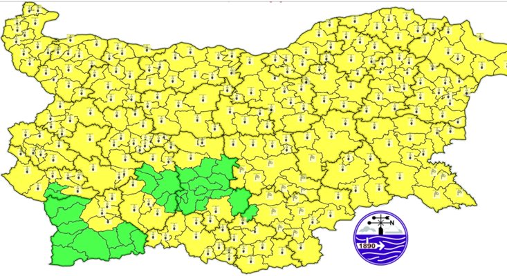 Жълт код за опасно студено време в почти цяла България
Снимка; Национален институт по метеорология и хидрология (НИМХ)