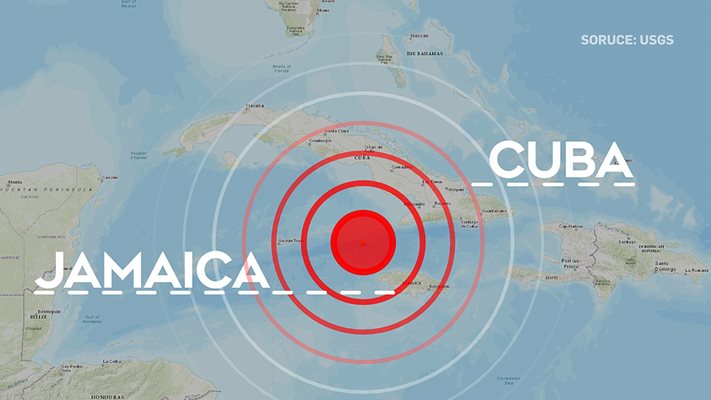 Трус с магнитуд 7,7 между Ямайка и Куба .Има предупреждение за цунами (Видео)