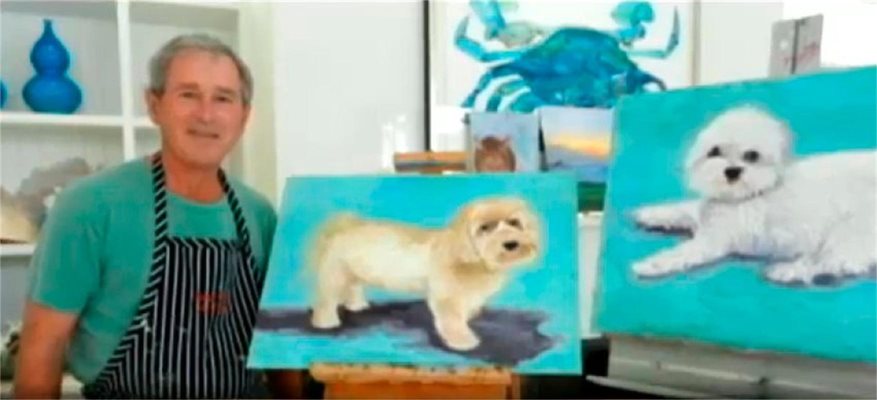Джордж Буш нарисува 50 кученца (Закъснял талант)