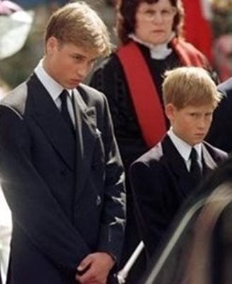 Принц Уилям и принц Хари на погребението на лейди Даяна СНИМКА: Ройтерс