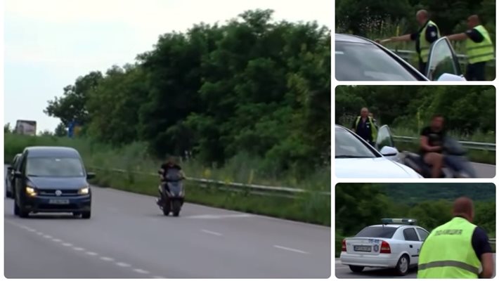 (ВИДЕО) Вижте как врачанин с мотопед НЕ СПИРА на полицаи, те търчат да го гонят