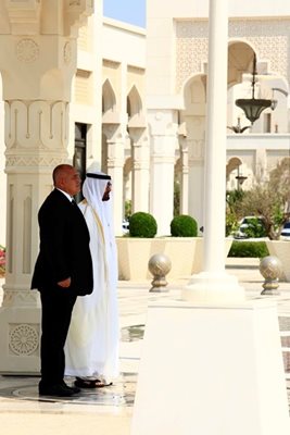 Вчера премиерът Борисов се срещна с Мохамед бин Зайед-ал Нахаян СНИМКА: правителствена пресслужба