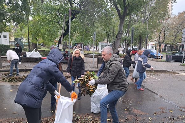 Благомир Коцев призова варненци да се включат като почистят пред домовете и офисите си преди да е връхлетял ураганът „Фредерик“. Снимки: Фейсбук