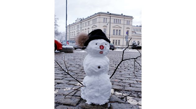 Радостта от снега се видя и около парламента, където столичани бяха направили малък снежен човек.
СНИМКА: ЛИЛЯНА КЛИСУРОВА