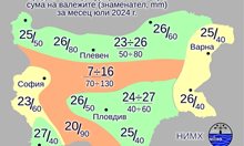 Най-ниската температура за юли ще е 14 градуса, а най-високата - 40