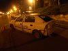 Патрулка катастрофира в Шумен, удари се в стълб и отнесе пътен знак (Снимки)