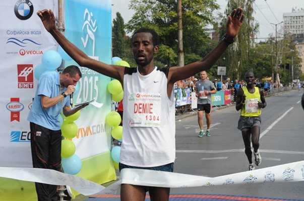 Самуел Демие от Етиопия спечели Софийския маратон. Снимка: Алексей Димитров