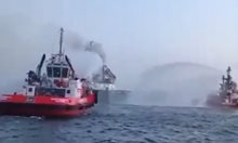 Пожар избухна на кораб, плаващ към България, има ранен (Видео)