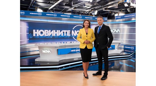 Ани Салич и Николай Дойнов в новинарското студио на Нова тв
