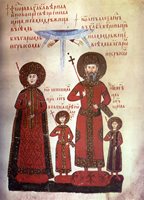 Царското семейство в Лондонското четвероевангелие от 1356 г.