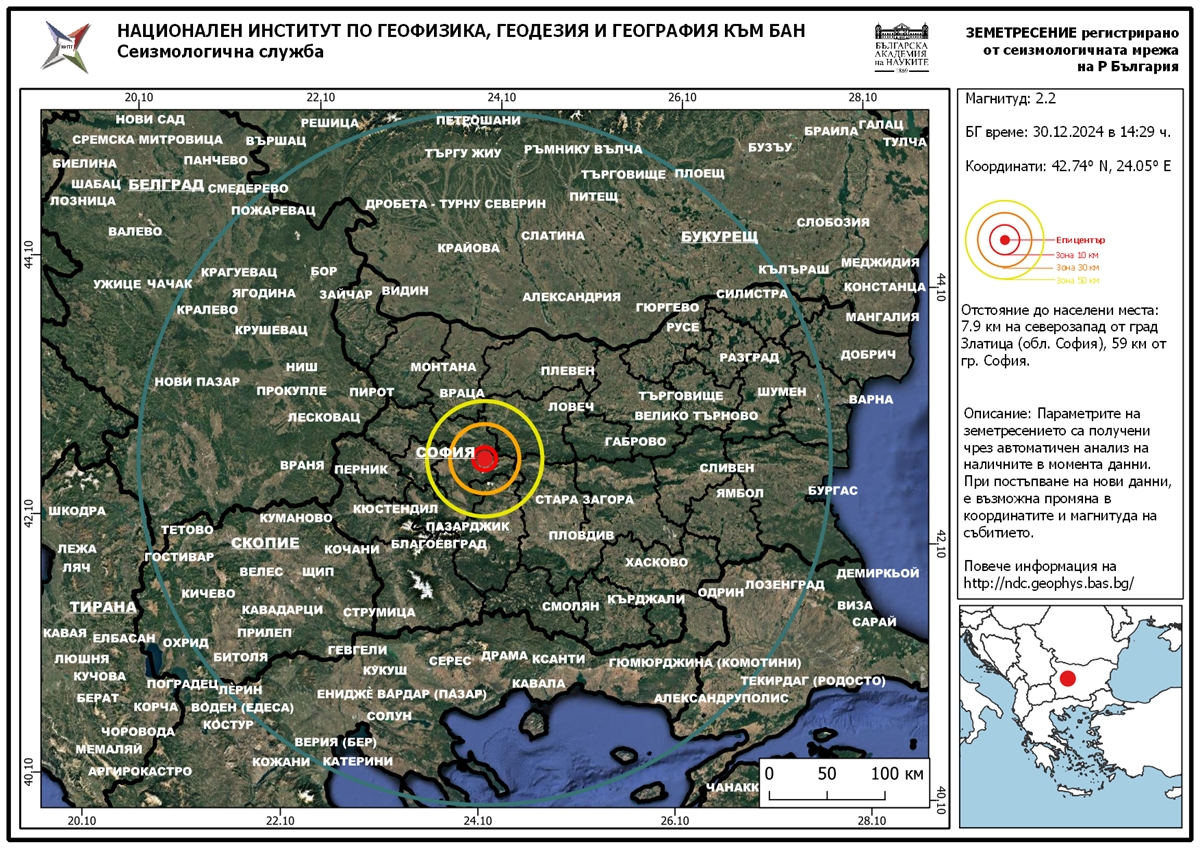 Земетресение край София