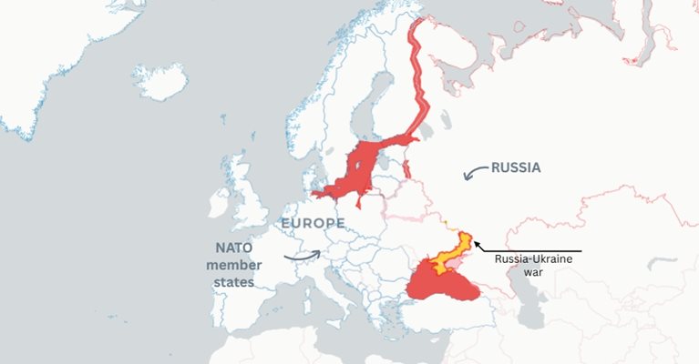 US списание пусна карти с възможни военни фронтове между Русия и Европейския съюз (Снимки)