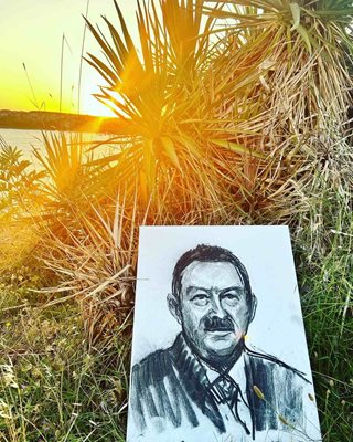 Портретът на Димитър Цонев, рисуван в клипа