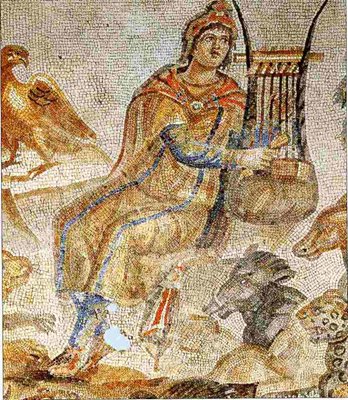 Антична мозайка с изображението на легендарния Орфей.