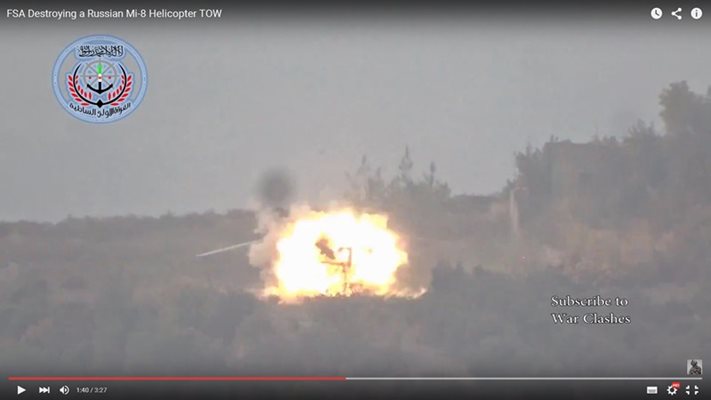 Видео показва взривяването на един от руските хеликоптери, издирвали пилотите. При спасителната операция бе убит войник.