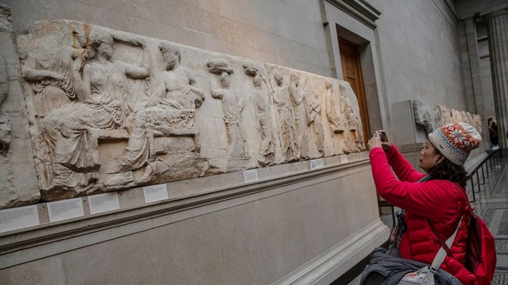 Мраморните скулптури от Партенона, които са донесени от Атина в Лондон от английски дипломат. Гърция настоява от години да й бъдат върнати.