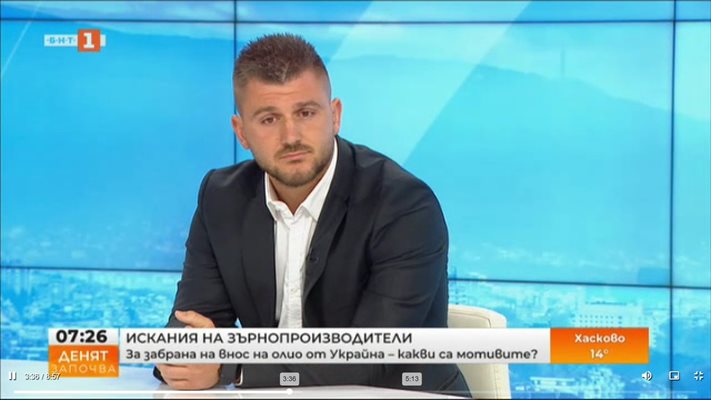 Илия Проданов – председател на Националната асоциация на зърнопроизводителите
кадър: бнт