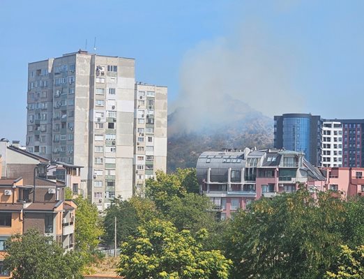 Пушекът по Мадежкия хълм се вижда отдалеч. Снимка: Регионална дирекция "Пожарна безопасност и защита на населението"