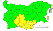 Жълт код за снеговалежи и силен вятър в пет области на страната