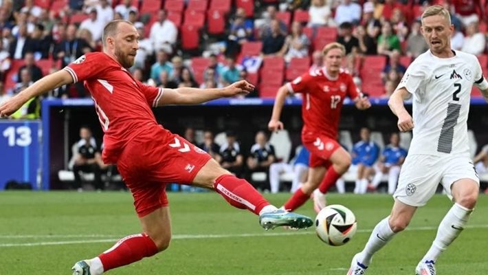Кристиан Ериксен вкара първия гол в мача
СНИМКА: ©UEFA
2024