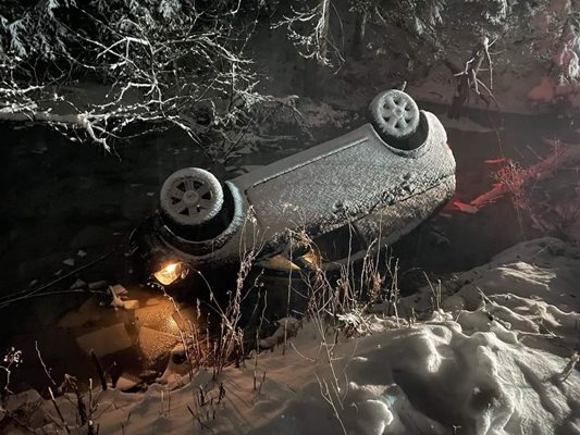 Колата е паднала в пропаст близост до пътя СНИМКА: Фейсбук/Катастрофи в София
