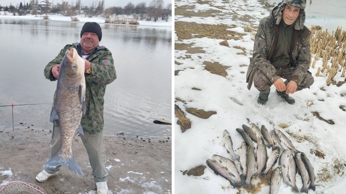 Чудо в риболова! Дърпат толстолоб на сняг