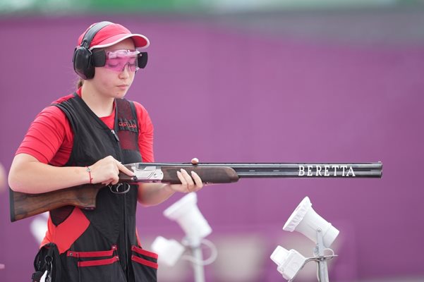 Селин Али по време на квалификациите в дисциплината трап на олимпийските игри в Токио. СНИМКА: ЛЮБОМИР АСЕНОВ, LAP.BG