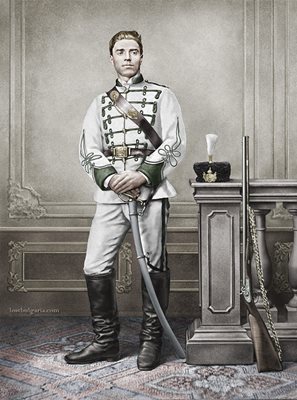 Левски в четническата си униформа от легията на Раковски.